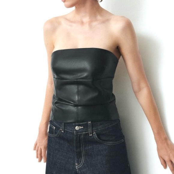 Zara Leather Tube Top - Picture 1 of 9